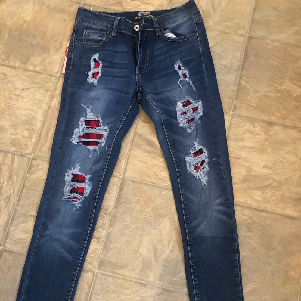 Buffalo Plaid Skinny Jeans